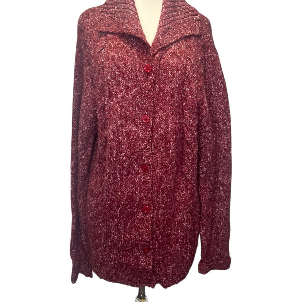 L.L. Bean Maroon Button-Up‎ Women's Cardigan